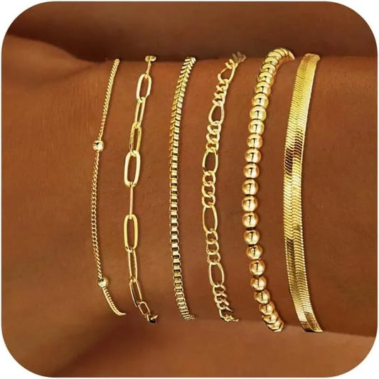 Kit 6 Braceletes em Ouro 18K