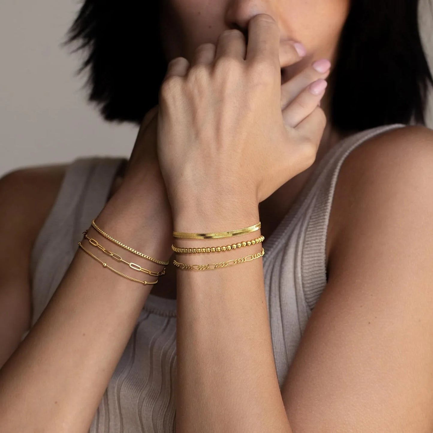 Kit 6 Braceletes em Ouro 18K