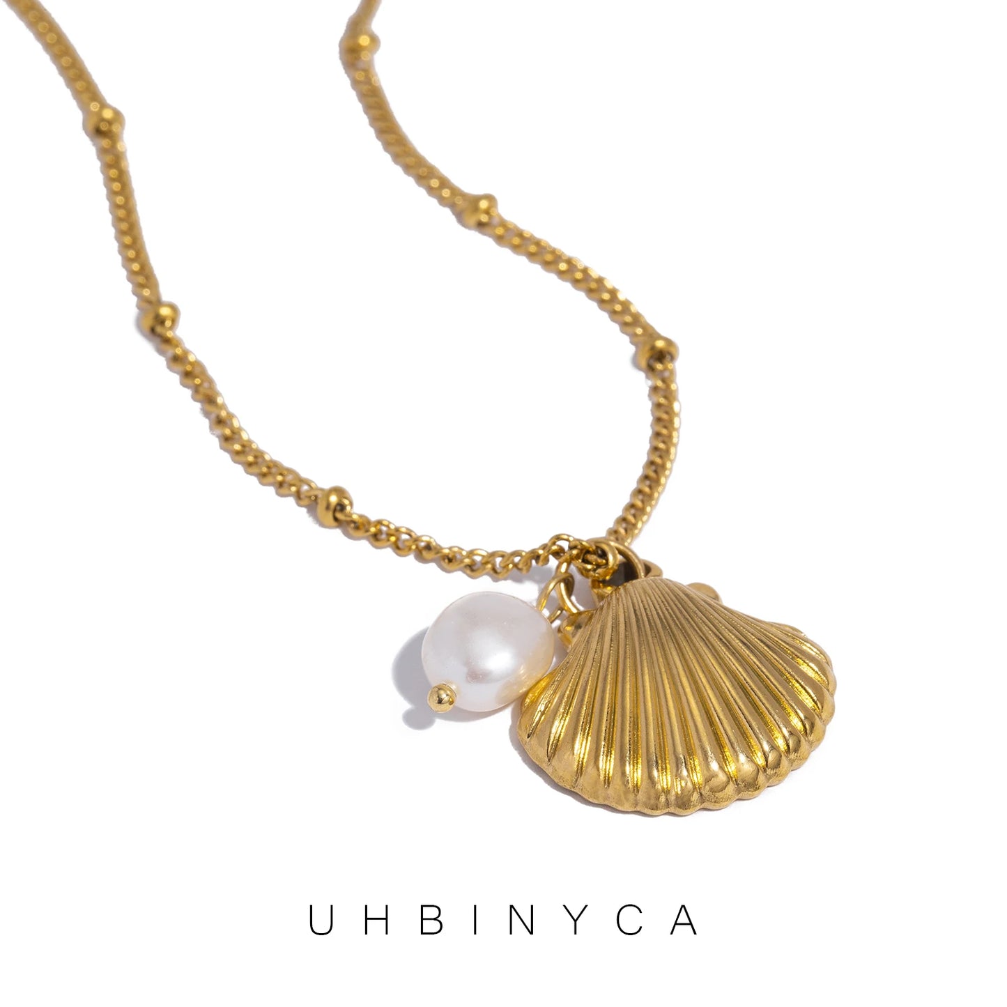 Colar Concha Perolada Banhado em Ouro 18K